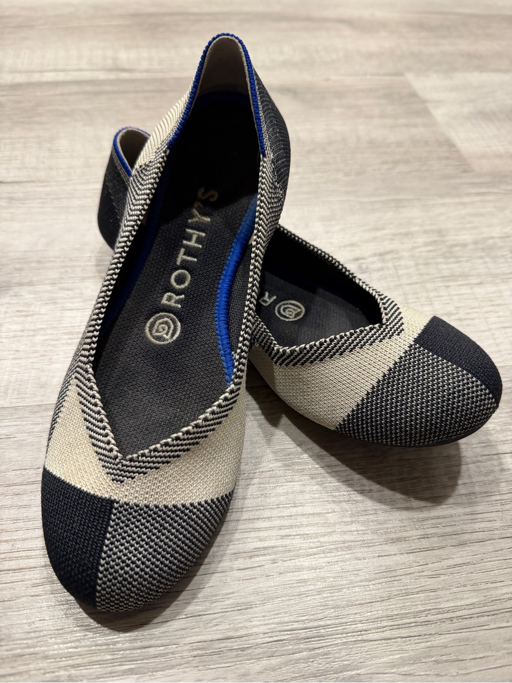 Rothy's Black & Cream Patterned Knit Ballet Flats